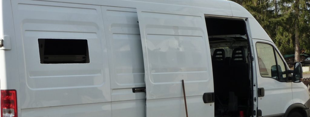 Camper van conversion Dometic hinged window 700 300 installation iveco daily